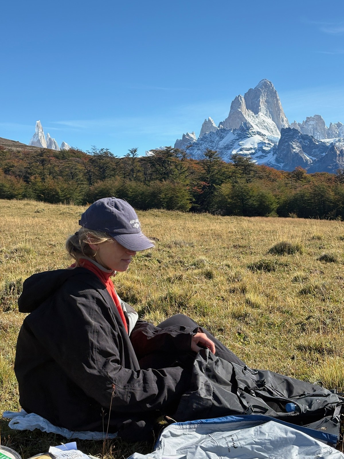 Carina resting during a mountain hike